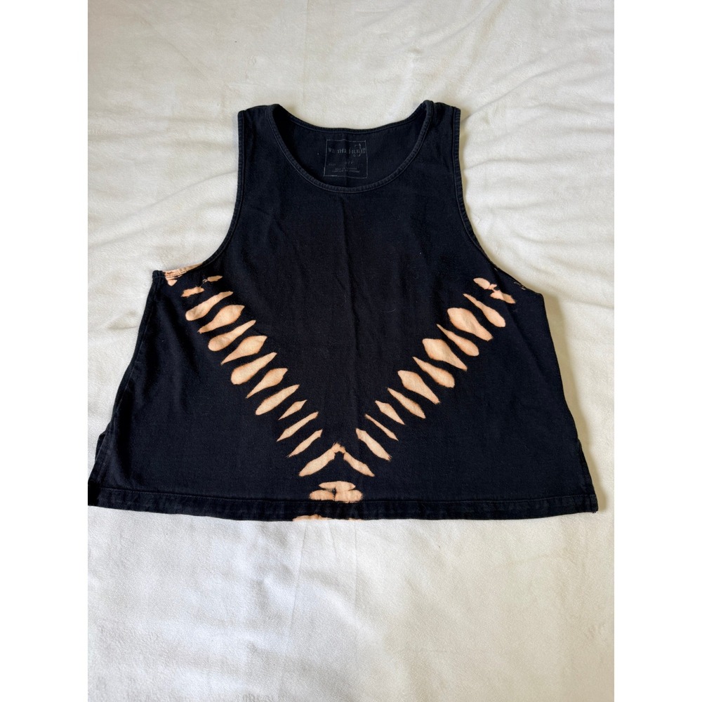 We The Free Free People Black Bleach Tie Dye Muscle Tank Top Small S